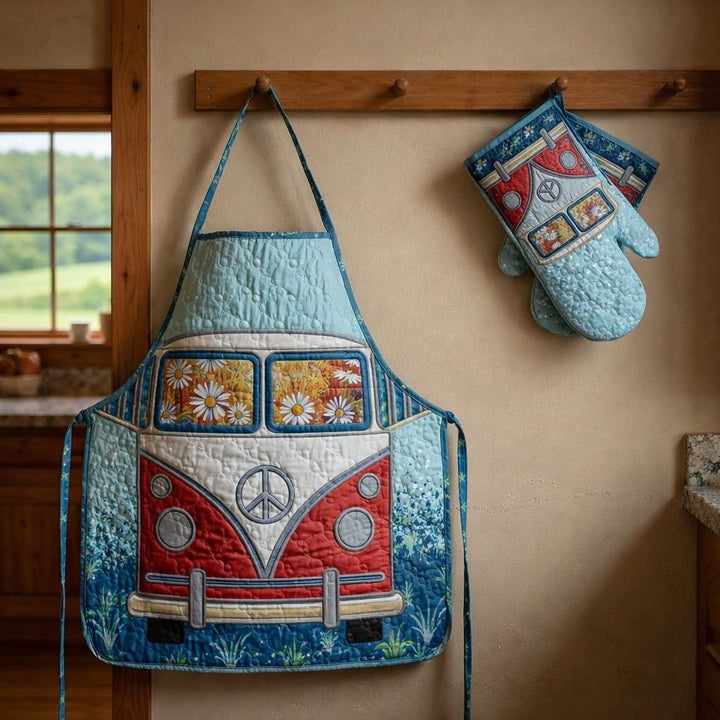 Vintage Camper Patchwork | Quilted Apron &amp; Oven Gloves