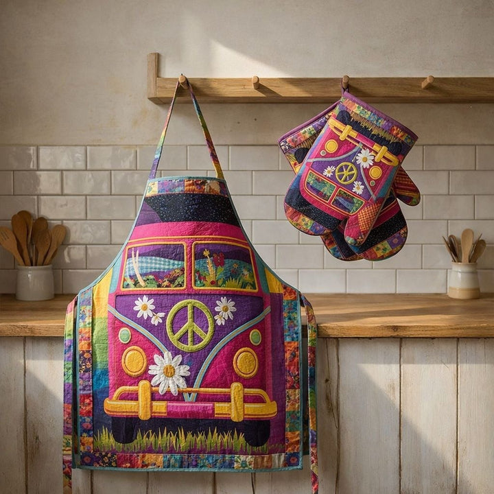 Hippie Camper Patchwork | Quilted Apron &amp; Oven Gloves