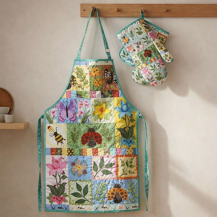 Garden Butterflies | Quilted Apron &amp; Oven Gloves