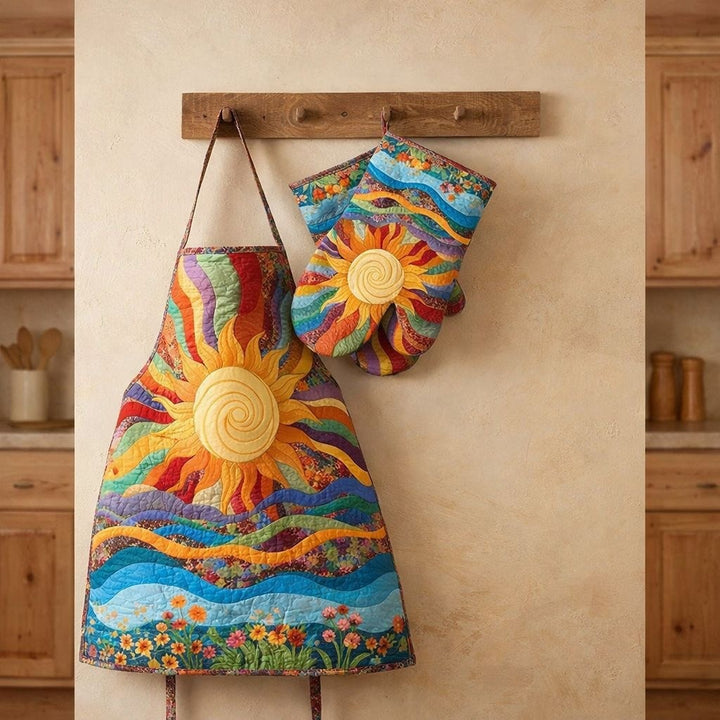 Sunshine Meadow Patchwork | Quilted Apron &amp; Oven Gloves