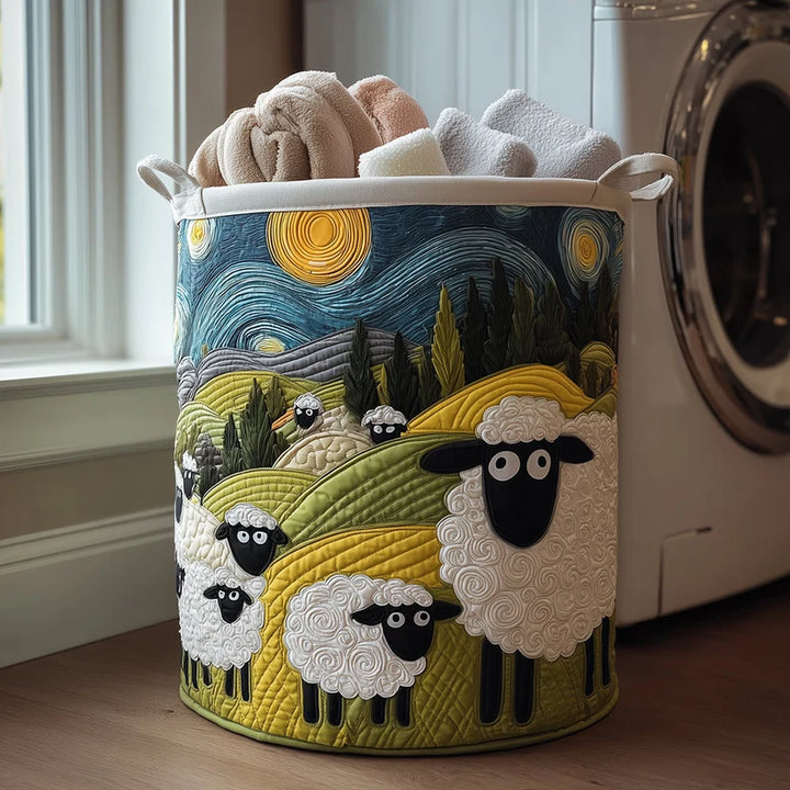 Starry Night Sheep | Handcrafted Laundry Basket